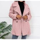 Notch Lapel Double-breasted Fleece Coat