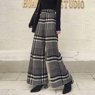 Check Loose-fit High-waist Wide-leg Pants