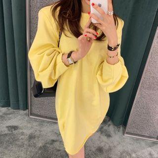 Mini Sweatshirt Dress Light Yellow - One Size