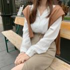 Plain Shirt / Slit Midi Skirt / Set