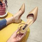 Faux Leather Pointed Toe Low-heel Dorsays