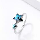 Couple Matching Swarovski Element Crystal Star Open Ring Blue - One Size