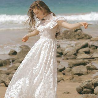 Ruffled Maxi A-line Chiffon Dress
