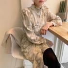 Turtle-neck Pattern Wrap-front Dress