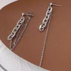 Chain Drop Earring 1 Pair - Non-matching Earrings - Silver - One Size