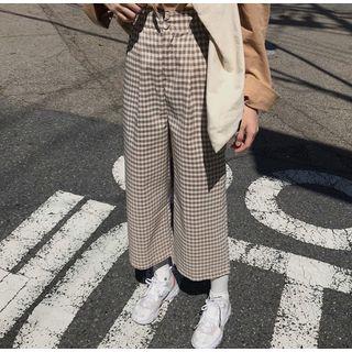 Cropped Plaid Wide Leg Pants