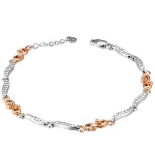 14k Rose And White Gold Diamond-cut Infinity Segment Bracelet (6.5)