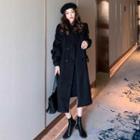Double-breasted Belted Wool Coat With Belt - Black - One Size