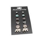 6 Pair Set : Retro Resin / Alloy Earring (assorted Designs) Silver - One Size
