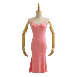 Spaghetti-strap Knit Midi Mermaid Dress