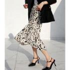 Shirred-front Leopard Skirt Ivory - One Size