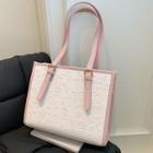 Graphic Embossed Faux Leather Shoulder Bag