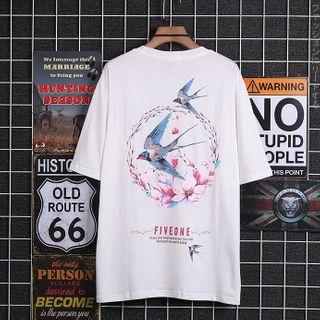 Short-sleeve Swallow Print T-shirt