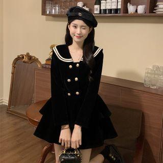 Sailor Collar Layered Mini A-line Dress
