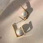 Faux Pearl 925 Sterling Silver Dangle Earring 1 Pair - White Faux Pearl - Gold - One Size