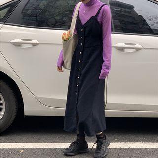 Purple Top / Buttoned Spaghetti-strap Dress
