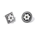 Flower Faux Pearl Asymmetrical Alloy Earring 1 Pair - Black & Silver - One Size
