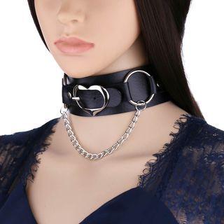 Heart Chain Faux Leather Choker