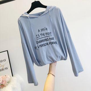 Loose-fit Lettering Print Hooded Light Pullover