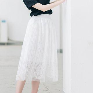 A-line Mesh Midi Skirt
