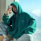 Lettering Loose-fit Hooded Zip Jacket