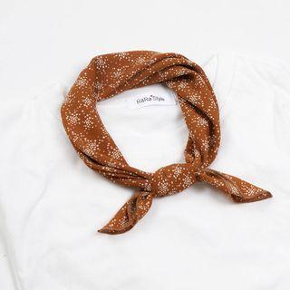 Printed Chiffon Scarf White Dots - Brown - One Size