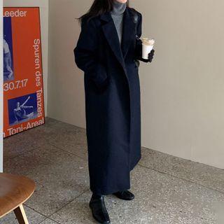 Single-breasted Maxi Coat Black - One Size