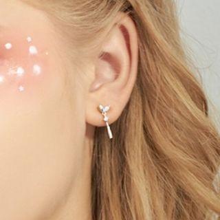 925 Sterling Silver Rhinestone Bar Drop Earring As Shown In Figure - One Size