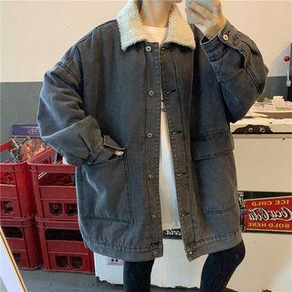 Faux Shearling-lined Denim Jacket