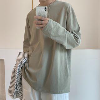 Plain Over-sized Long-sleeve Top