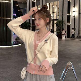 Unicorn Embroidered Buttoned Cardigan White & Pink - One Size