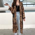 Leopard Print Long Shirt / Lace Trim Camisole Top / Wide-leg Pants