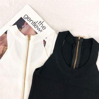 Plain Zip Slim-fit Cropped Camisole Top