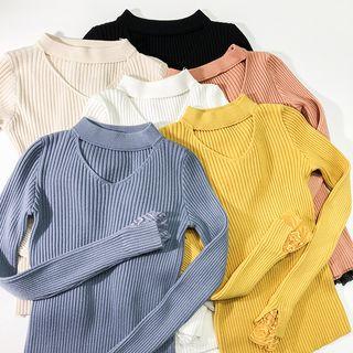Lace-trim Cutout Knit Top