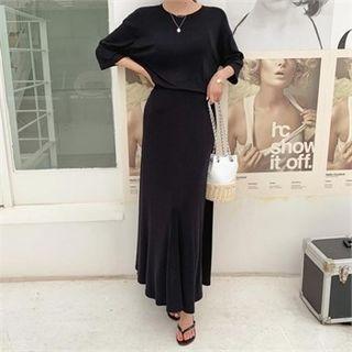 3/4-sleeve Top & Maxi Skirt Matching Set