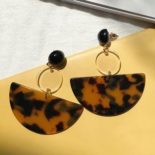 Acetate Half Disc Dangle Earring 1 Pair - Earrings - One Size
