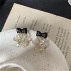 Rhinestone Bow Drop Earring 1 Pair - As Shown In Figure - Silver - One Size