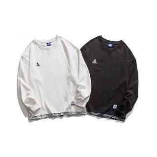 Mock Two-piece Paisley Print Trim Sweatshirt