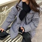Stand-collar Plaid Long-sleeve Jacket
