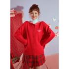 Strawberry Milk Sailor-collar Knit Cardigan Red - One Size
