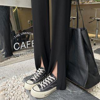 Slit High Waist Straight Leg Pants