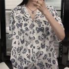 Butterfly Patterned Short-sleeve Button-down Shirt
