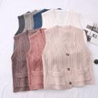 Button-down Cable-knit Vest In 7 Colors