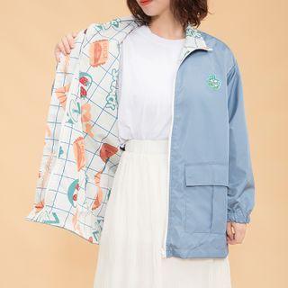 Reversible Cartoon Print Zip Jacket
