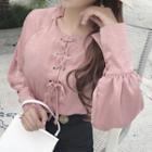Lace-up Balloon-sleeve Blouse