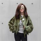 Drop-shoulder Pocket-front Jacket Khaki - One Size