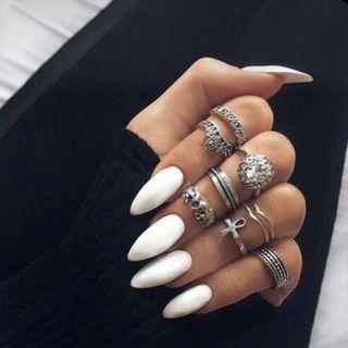 Pointed Faux Nail Tips 603 - Glue - White - One Size