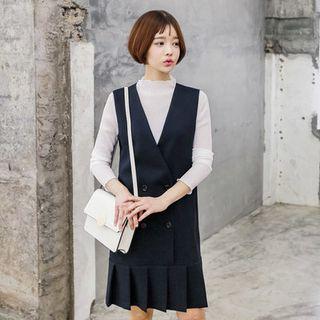 Sleeveless Pleats-hem Dress