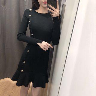 Long-sleeve Mini Knit Sheath Dress