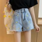 Denim Floral Skirt / Shorts
